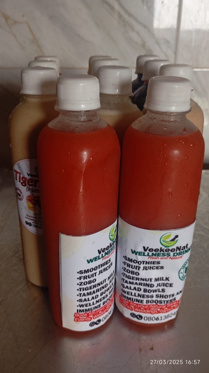 VeekeeNat Wellness Drinks, including a fresh zobo-based beverage